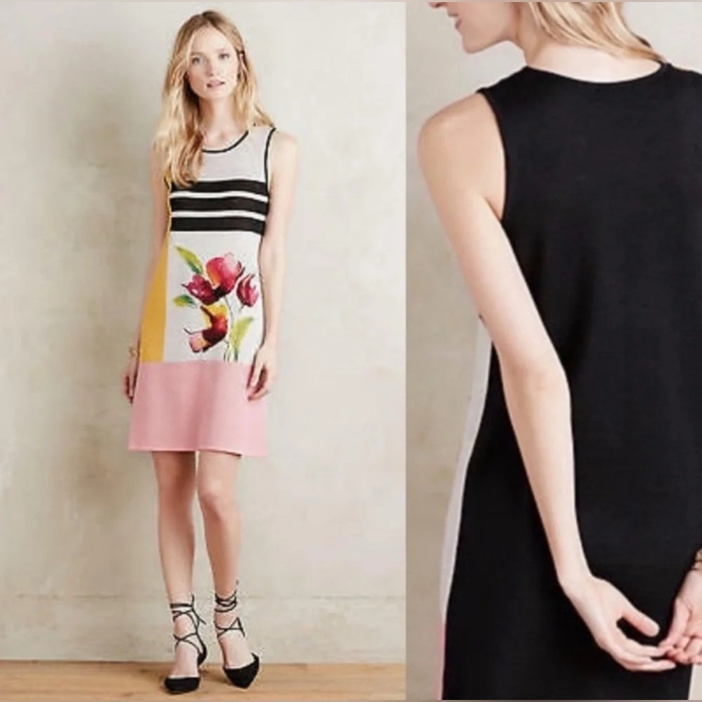 Anthropologie Troubadour Knit Wool Blend Floral Dress Whimsigoth Cottagecore